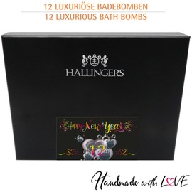 Hallingers Happy New Year - 12er Badebomben Geschenk-Set Mitbringsel für Silvester und Neujahrsfeier 12 Bathbombs (Set) - Ostergeschenke Osterkörbchen Ostereier & als Osterdeko | Glückwunsch Glückwüns
