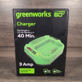 Greenworks Charger 60v Ultra Power 3 Amp All Batteries LED Indicator NEW