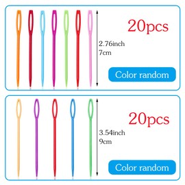 40 PCS Plastic Needles, Large Eye Plastic Needles 20 PCS (2.7Inch/7cm) and 20 PCS (3.5Inch/9cm) Safety Learning Needles for DIY Sewing Handmade Crafts