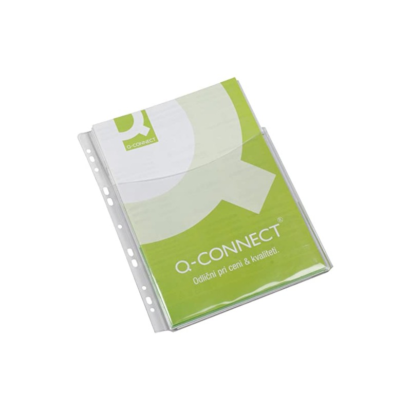 Q-Connect Expanding Punched Pocket 3/4 Length Front A4 (Pack of