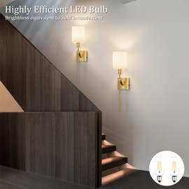 Coinmit Battery Operated Wall Sconces Set of Two, Dimmable 6000mAh Rechargeable Wireless Wall Light Indoor with Remote Control for Bedroom(Bulb Included)