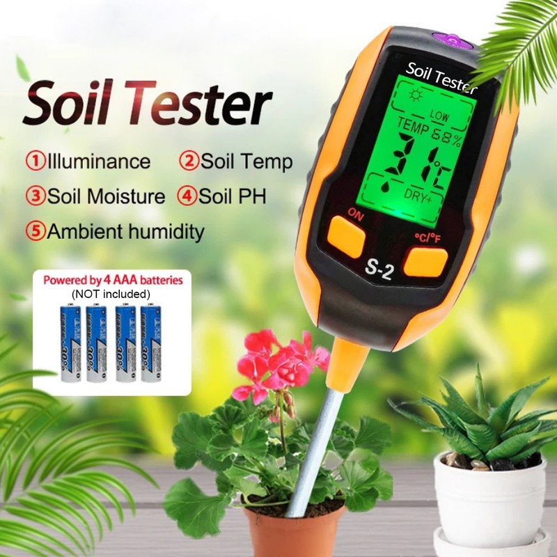 5-in-1 Soil Tester Multifunctional Soil Detector Moisture Meter pH Meter