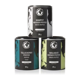 Classic Pepper Pack - Real White Kampot Pepper, Tellicherry Pepper, Green Pepper from Malabar