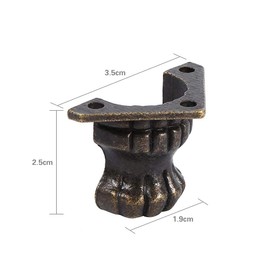 Fdit 4 Pieces Retro Leg Corner Protectors 3.5cm x 2.5cm Bronze Zinc Alloy Antique Brass Corner Protectors Jewelry Chest Wooden Box Decorative Feet Leg Corner Protectors