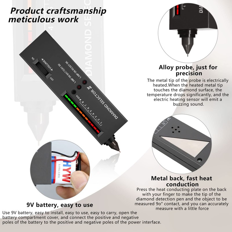 2 Pieces Diamond Tester, High Accuracy Jewelry Diamond Tester, ​Professional