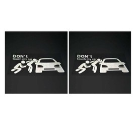 Arwrilt 2 PCS Don't Touch My Car Warning Sign Car Stickers, Self-Adhesive Reflective Do Not Touch Warning Funny Vinyl Car Decal (Style#3)