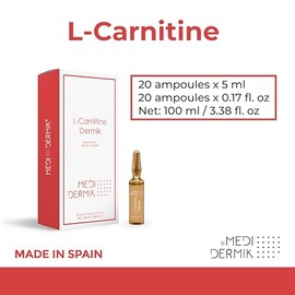 L-Carnitina Dermik 20 Ampollas x 0.2 fl oz (3.38 fl oz) fórmula dirigida diseñada para apoyar el metabolismo de las grasas y mejorar la apariencia de 