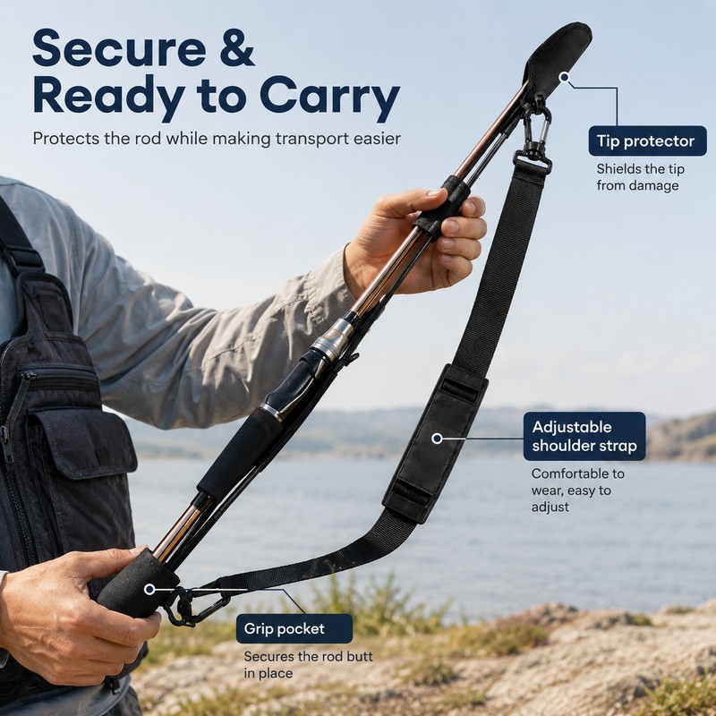 Fishing Rod Carry Strap for Travel & Storage – Adjustable