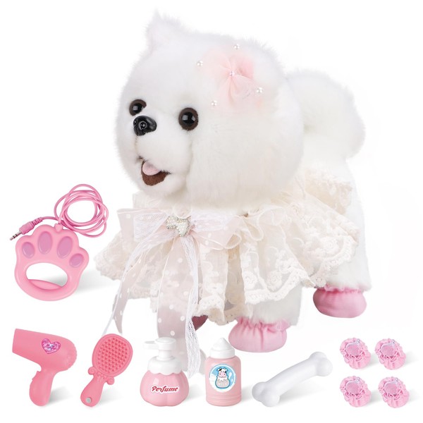 RuiDaXiang Electronic Plush Toy Dog with Remote Control and Lead,