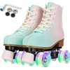 Women's Roller Skates - Double Row Skates Adjustable Leather High-top