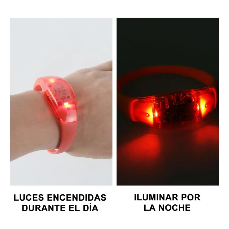 Pulsera Audio Ritmica Fiesta Neón Led Concierto 10 Pzas