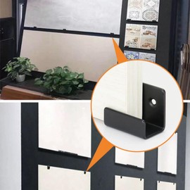 Leliafleury 4Pcs Ceramic Tile Display Bracket Stainless Steel Wall Hooks Flat J Hooks Black Picture Hanger Brackets for Home Kitchen Bathroom (Inner Width 20mm)