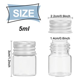 BENECREAT - 20 botellas de vidrio selladas de 5 ml con tapón de aluminio para botella de mensaje, botella de deseos