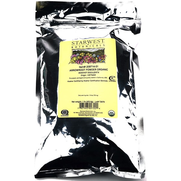 Starwest Botanicals Organic Arrowroot Powder - 1 Pound (16 oz)