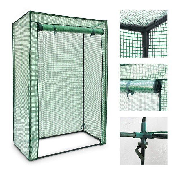 Crystals Walk in Tomato Mini Greenhouse Frame and Reinforced PE Weather Cover Garden Vegetables Grow and Cultivation, Green