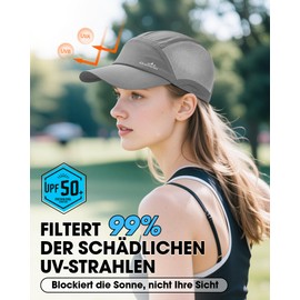 GXCROR Performance Baseball Cap for Men and Women - UPF 50+ Sports Cap, Lightweight & Quick Drying for Golf, Hiking, Gym | Adjustable Sun Protection with Reflective Logo, Grey and grey, Unit size