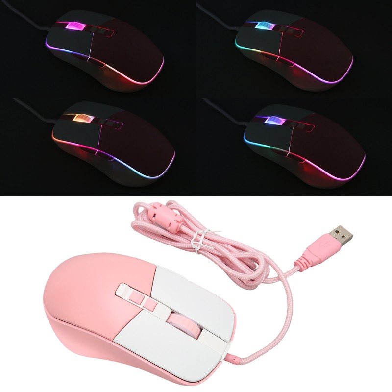 Wired Mouse Ergonomic Streamlined Cool RGB Optical Sensor Gaming Mechanical