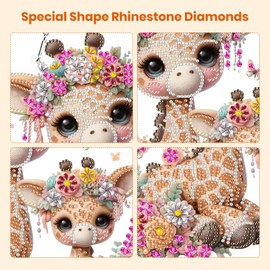 RICUVED Giraffe Hanging Diamond Art Painting Pendant Kits, DIY Animal Diamond Painting Hanging Kits for Adults Kids,5D Special Shaped Diamond Painting Hanging Crystal Art Ornament for Wall Decor