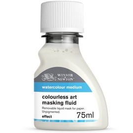 Winsor & Newton 2621761 Aquarell farbloser Maskiergummi flüssig, abziehbares Rubbelkrepp für präzise und kantenscharfe Linienführung inmitten fließender Aquarellfarbe, 75ml Flasche