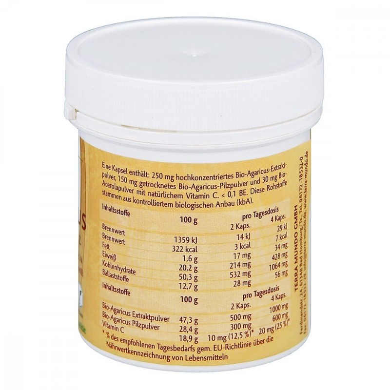 Agaricus Vital Mushroom Organic Terra Mundo Capsules Pack of 60