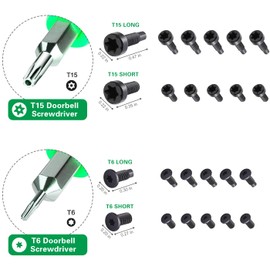 Ring Doorbell Screwdriver Replacement - Double-Ended T6 T15 Security Screws Spare Screws for Ring Doorbell, 20 PCS Screws Ring 2nd Gen Screws Replacement Ring Door Bell Screws (Green)