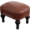Kelendle Small Foot Stool for Living Room Brown Leather Stool