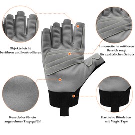 Intra-FIT Climbing Gloves Half Finger Gloves Faux Leather Work Gloves Abrasion Protection Climbing Sports Gloves Rope Gloves for Rappelling, Mountaineering, Adventure, Outdoor Sports, Rescue