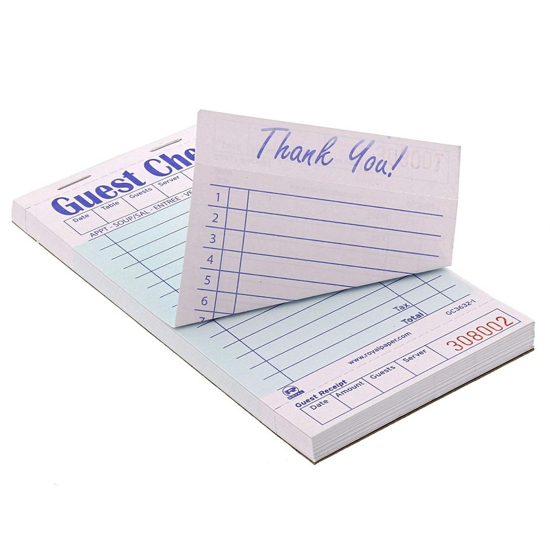 Royal AmerCare Green Guest Check Paper Receipt Book, Carbonless Order