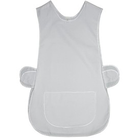 Kentex Online 2 Pack Womens Home Work Tabard Apron Plain Coloured Single Large Pocket Side Fastening Tabards (XOS, White)