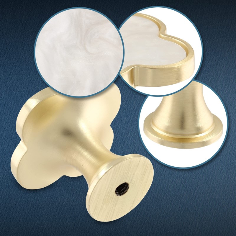 Cionyce 6 Pack Clover Cabinet Knobs Zinc Alloy Single Hole