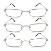 EYE ZOOM 3 Pack Classic Readers Rectangular Metal Reading Glasses