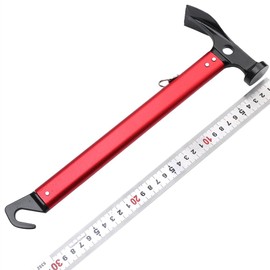 Lazmin112 Camping Hammer, Outdoor Camping Hammer Zelt Peg Stake Puller Tragbarer Griff aus Aluminiumlegierung für Outdoor Gartenarbeit Camping Wandern(red)