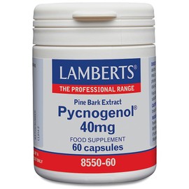 Lamberts Pycnogenol 40mg – Premium Maritime Pine Bark Extract – Standardised for Quality – 60 Vegan Capsules