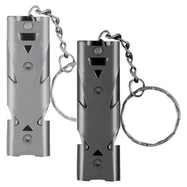 COYUN 2 Stück Trillerpfeife Laut Notfall,Notfallpfeife,Whistle,Signalpfeife,150dB Trillerpfeifen mit Schlüsselanhänger,Edelstahl,Wasserdicht,für Notfall,Outdoor,Hundespaziergänge,Training,Sport