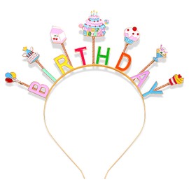 NVENF Diadema de cumpleaños para niñas, diadema de cumpleaños, corona de cumpleaños, tiara de cumpleaños para niñas, accesorio de cumpleaños (patrón A)