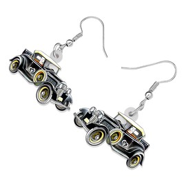 RAIDIN Cute Acrylic Classic Black Car Earrings for Women Girls Vintage Car Dangle Drop Hook Earrings Jewellery for Gifts, Acrylic, No Gemstone
