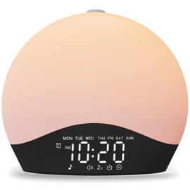 Sunrise Alarm Clock White Noise Sound Machine with 25 Soothing Sounds, 17 Night Lights, Bluetooth Speaker, Wake Up Light Alarm Clock for Bedrooms, Heavy Sleepers, Ideal Gift for Baby, Kids, Seniors