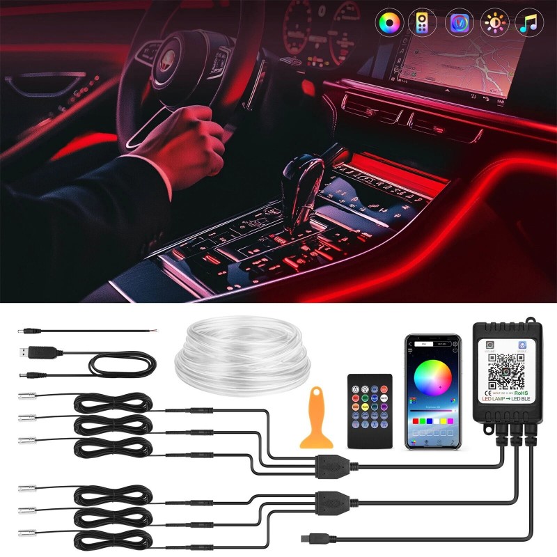 MICTUNING Interior Car LED Strip Lights, RGB 6-in-1 Neon Atmosphere