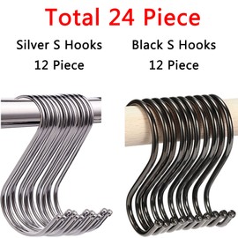 Anzhee 24Pack S Hooks S Shaped Hooks for Hanging Heavy Duty Metal Stainless Steel Hangers S Hook for Hanging Kitchen Utensils Bathroom Bedroom Office