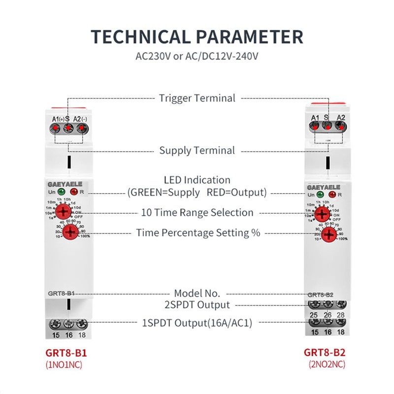 GAEYAELE Delay Off Time Relay Electronic 16A AC230V with CE