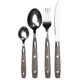 Bistro Cutlery, New Year's Special Set, Filet Collection, Made in France, NERON TAUPE Taupe, Tea, Set of 4, Dishwasher Safe, Stylish Cutlery Set