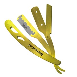 Professional Barber Straight Edge Razor with Salon Quality Stainless Steel (Gold)
