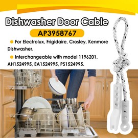 AP3958767 2PCS Dish Washer Door Cable Friction Pulley Door Hinge Cable Replacement for Electrolux Frigidaire Crosley Kenmore Dishwasher 154578801