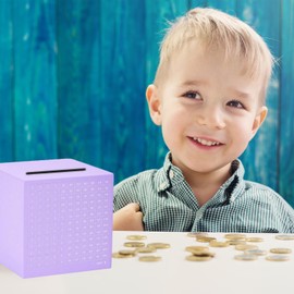 Money Saving Box with Counter Savings Challenge Box Piggy Bank Stainless Steel Money Bank Cash Saver Money Box for Adults Child（3000 Dollar） (Purple)