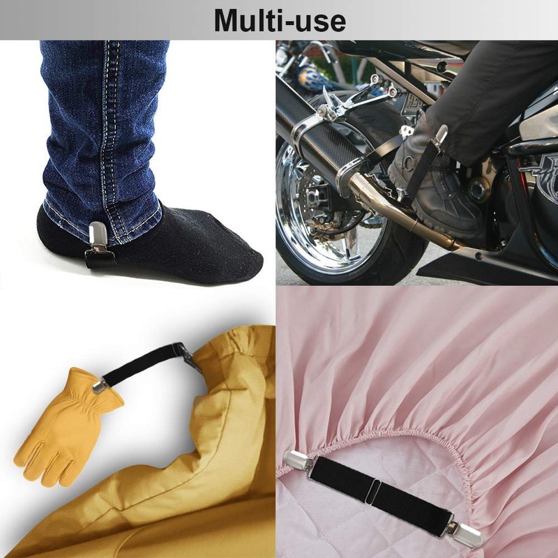 Boncas Sturdy Adjustable Elastic Boot Straps Motorcycle Pant Clips Bicycle