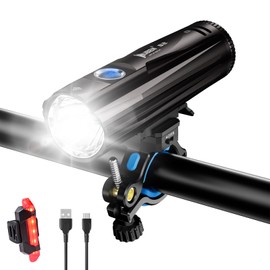 WUBEN B2 Bike Lights Rechargeable, 1300 High Lumen LED Bike Lights USB-C Rechargeable, Front and Back Flash Light 6 Modes, IP68 Waterproof Bike Headlight Taillight