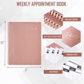 2024-2025 Weekly Appointment Book/Planner - 53 Weeks Daily Planner 2024-2025, Jul. 2024 - Jun. 2025, 8" x 10" Appointment Planner 2024-2025 with 15-Minute Increments, Flexible & Soft Cover