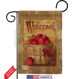 Breeze Decor Fruits Welcome Apple Basket Garden Flag Food Pineapple Strawberry Watermelon Tropical Aloha Summer Small Decorative Gift Yard House Banner Double-Sided Made in USA 13 X 18.5