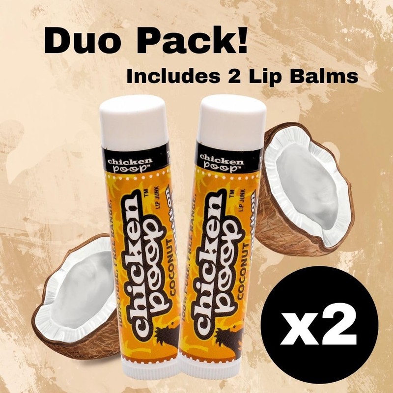 Chicken Poop® Lip Balm Coconut Duo 100% Natural Moisturizer for