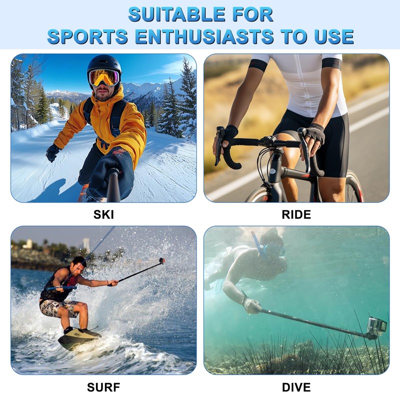 Snowtain Selfie Stick for GoPro, Waterproof Handle, 93 cm Extendable